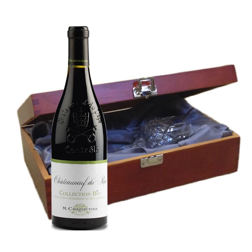Chateauneuf-du-Pape Collection Bio M.Chapoutier In Luxury Box With Royal Scot Wine Glass
